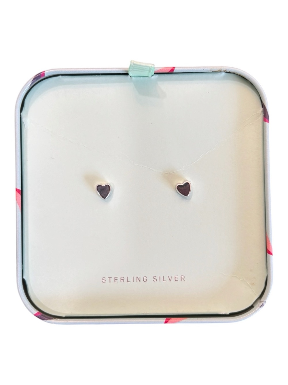 Fossil Sterling Silver Heart Stud Earrings Tiny in Gift Box